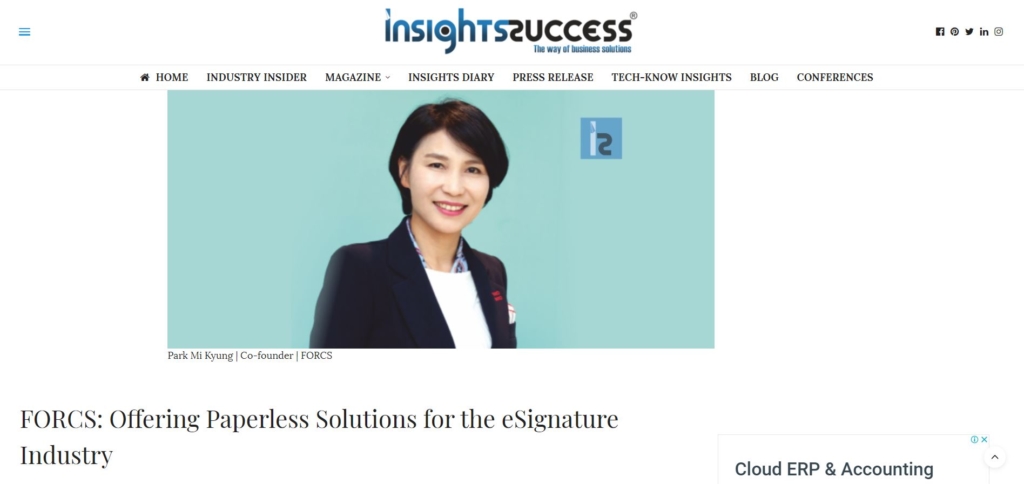 FORCS CEO Park Mi Kyung featured on InsightSuccess